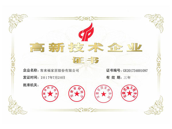 2017年高新手艺企业证书